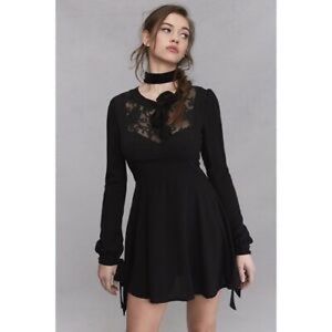 FOR LOVE AND LEMONS BLACK LACE DRESS GOTHIC LOLITA SZ M JAPAN